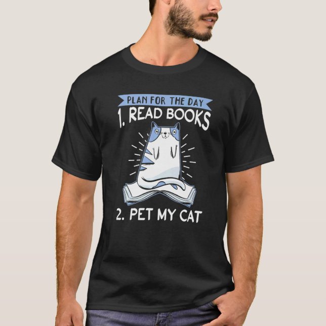 Katter Och Böcker Plan För Dagen 1 Läs Böcker 2 Kn T Shirt (Framsida)