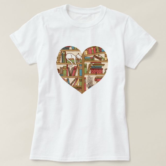 Katter och böcker T-shirt (Design framsida)