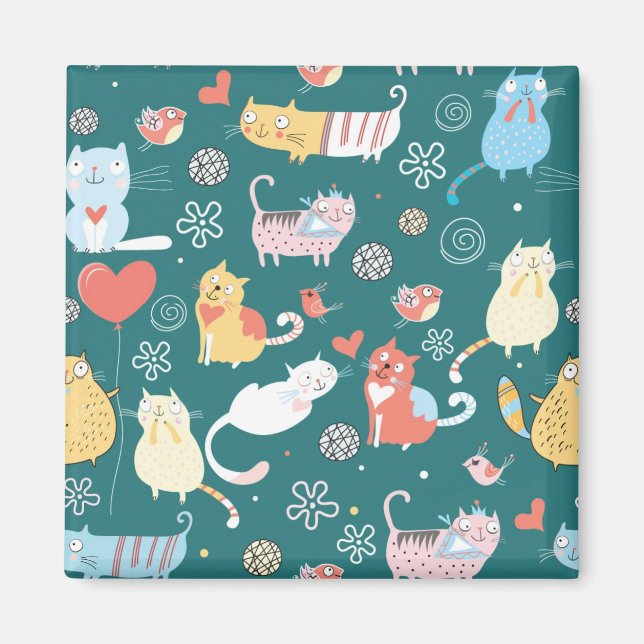 Katter och fåglar magnet (Framsidan)