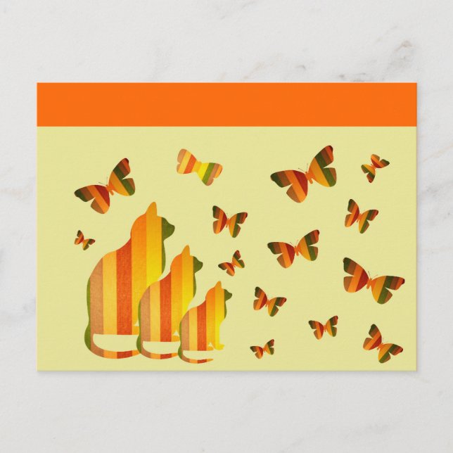 Katter och fjärilar vykort (Framsida)