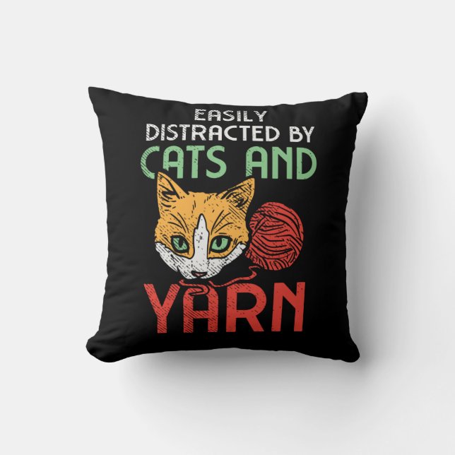 Katter och garn kudde (Framsida)