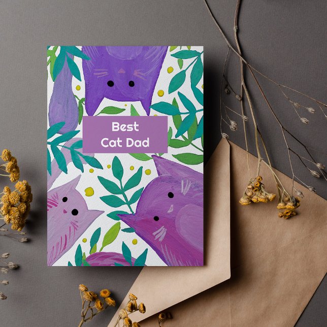 Katter och grenar Bästa kattpappadagen Semestkort Julkort (Skapare uppladdad)