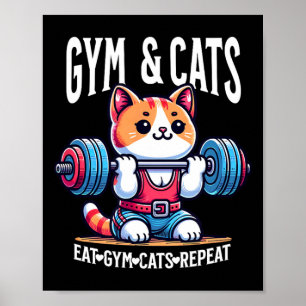 Katter Och Gymträning Rolig Kittens Bodybuilding O Poster