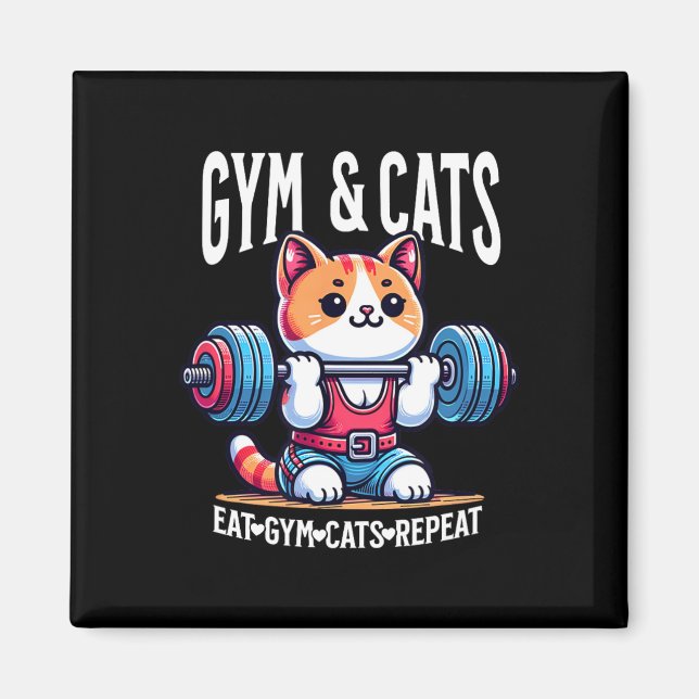 Katter Och Gymträning Roligt Kittens Bodybuilding  Magnet (Framsidan)
