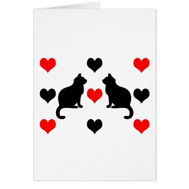 Katter och hjärtan mönster hälsningskort (Framsidan)