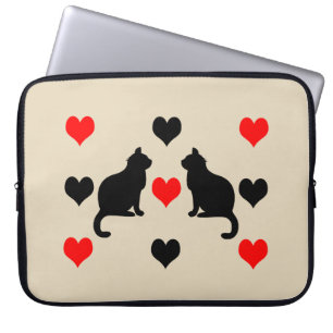 Katter och hjärtan mönster laptop fodral