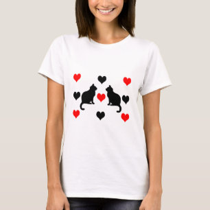 Katter och hjärtan mönster t shirt