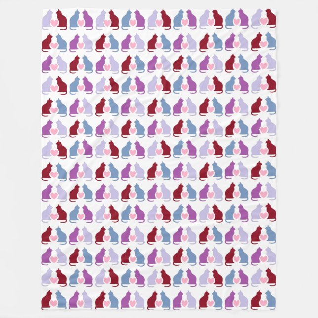 Katter och hjärtor fleecefilt (Framsidan)