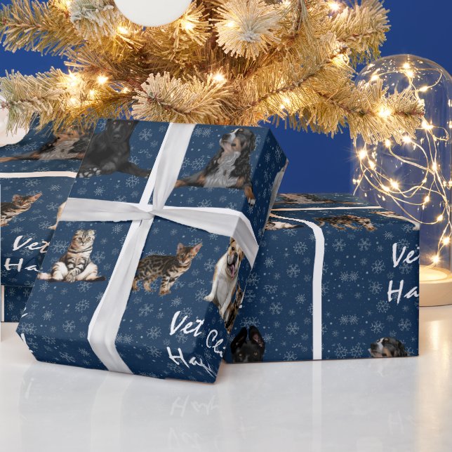 Katter och Hundar veterinär i blått Presentpapper (Helgdagar)