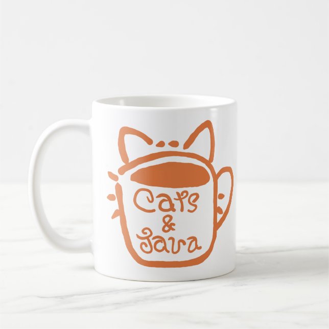 Katter och Java-Orange Kaffemugg (Vänster)