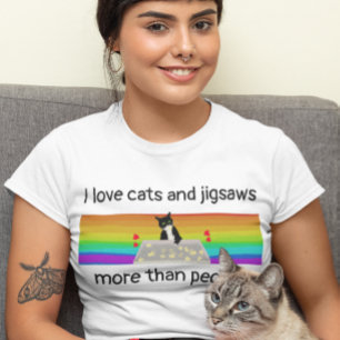 Katter och jiggar är mer än roligt för pussel t shirt