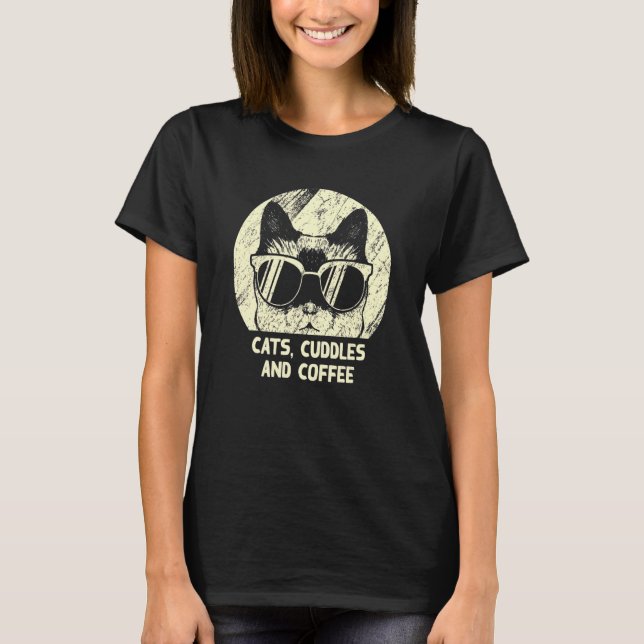 Katter och kafékaffe, kattunge 1 t shirt (Framsida)