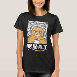 Katter Och Kaffe Koffein Kattunge Espresso Cappucc T Shirt