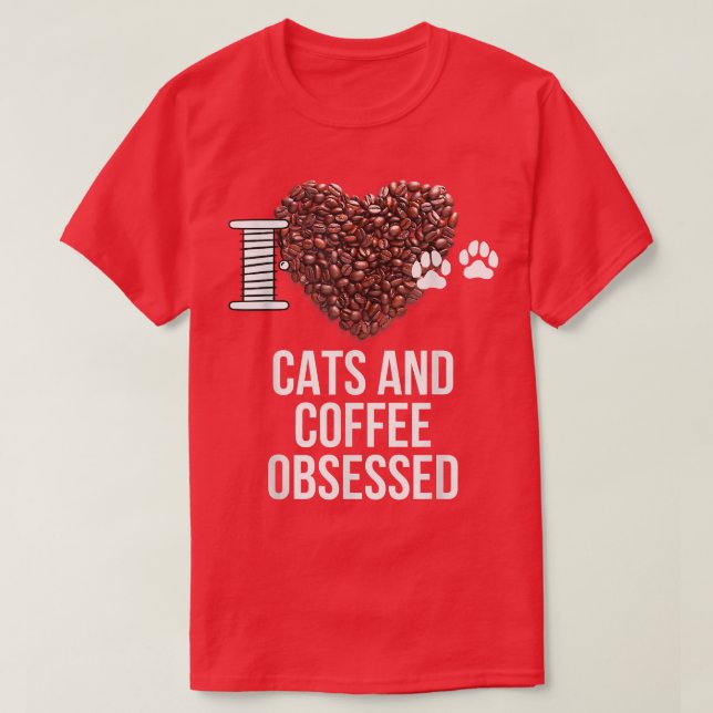 Katter och kaffe som besöktes i Kärlek, katter och T Shirt (Design framsida)