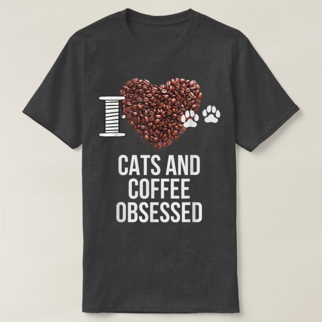 Katter och kaffe som besöktes i Kärlek, katter och T Shirt (Design framsida)