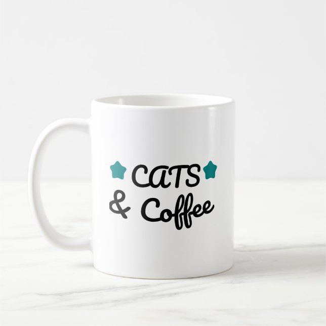 Katter och Kaffe – Söt Kattälskare Kaffe Kaffemugg (Vänster)