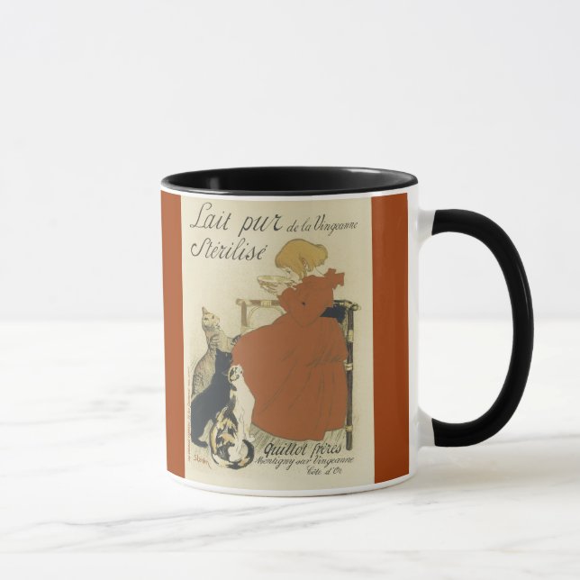 Katter och kaffemugg för flicka (fransk) (Höger)