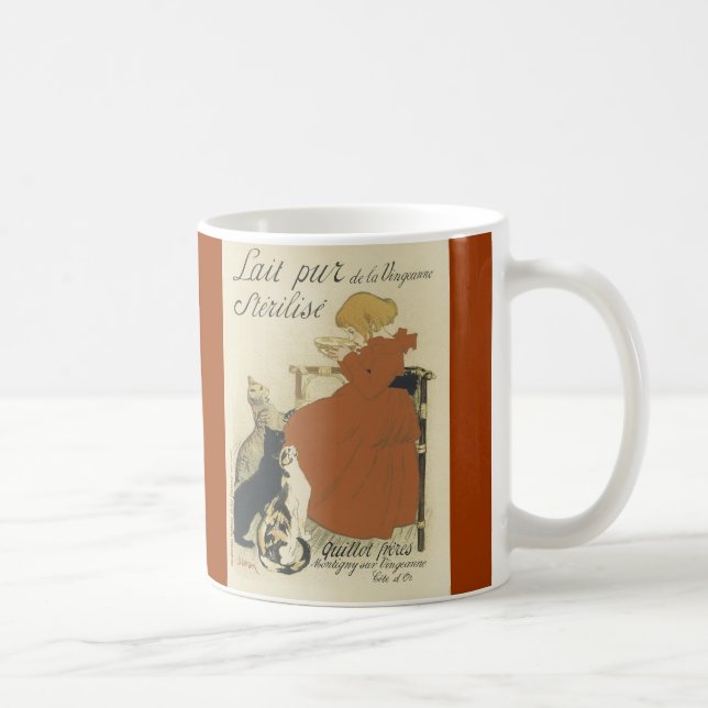Katter och kaffemugg för flicka (fransk) (Höger)