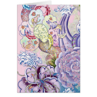 katter och körsbäret virvlar runt hälsningskort