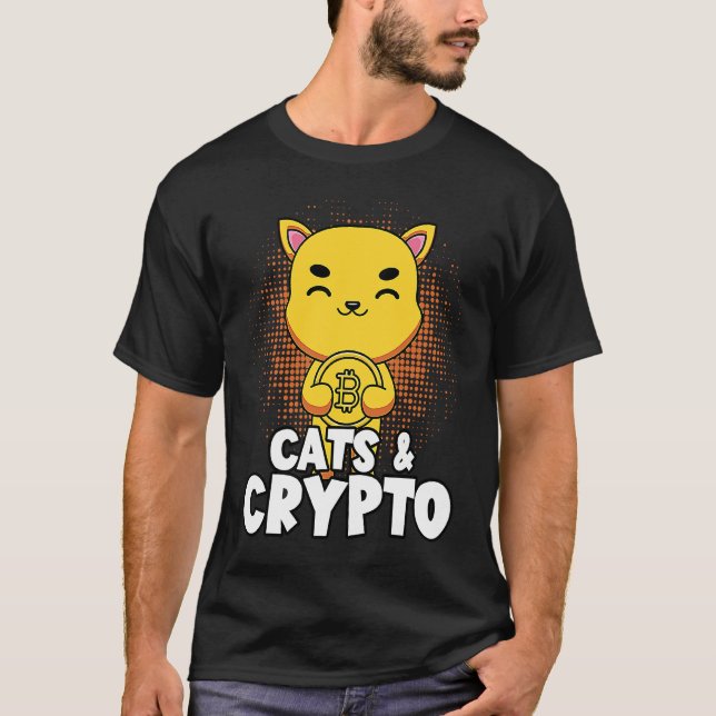 Katter Och Krypto Kryptovaluta Blockchain Handlare T Shirt (Framsida)