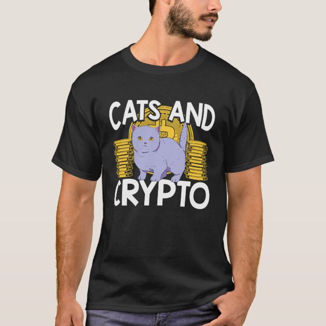 Katter Och Krypto Kryptovaluta Blockchain Handlare T Shirt (Framsida)
