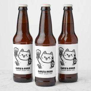 Katter och öl 1 ölflaska etikett
