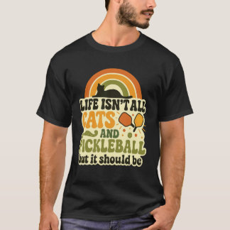 Katter Och Pickleballspelare Rolig Katt Mamma Papp T Shirt