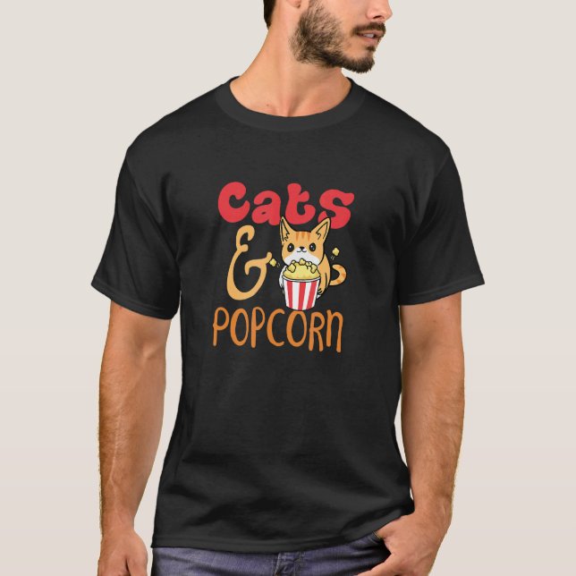 Katter Och Popcorn Ironisk Citat Majs Katt T Shirt (Framsida)