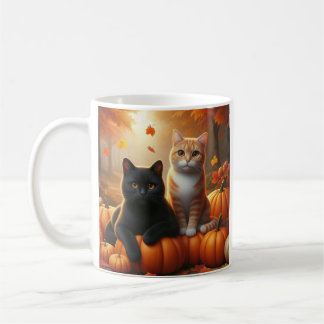 Katter och pumpkins mugg