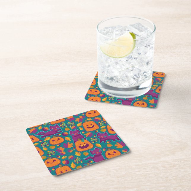 Katter och pumpor underlägg papper kvadrat (Insitu)