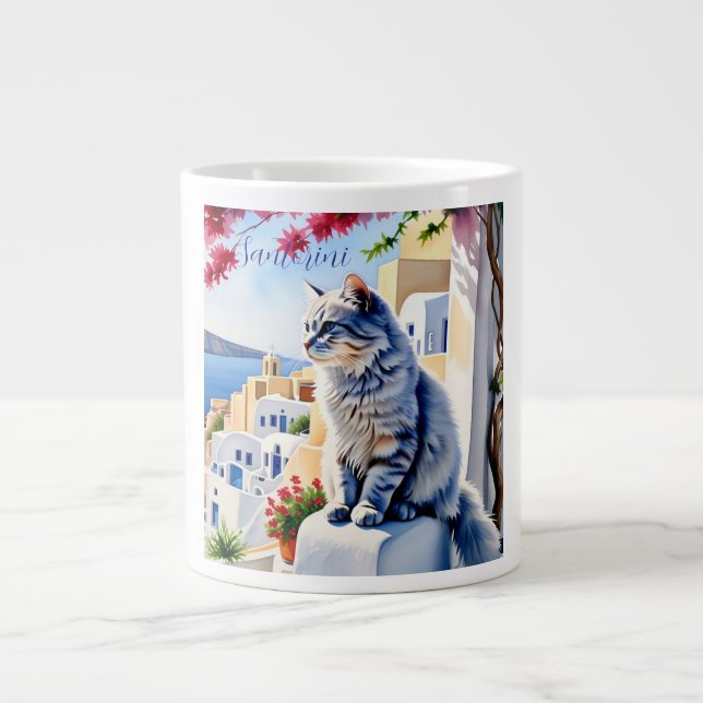 Katter och sändare i Santorini Jumbo Mugg (Framsidan)