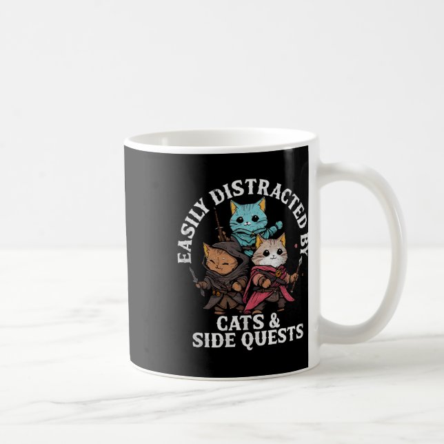 Katter Och Sidouppdrag Fantasy Gamer Katt Design Kaffemugg (Höger)