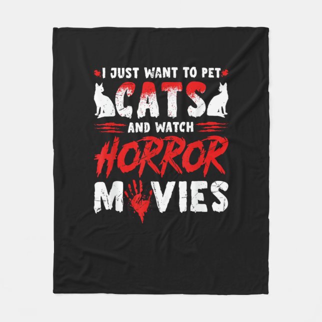 Katter och skräckfilmer fleecefilt (Framsidan)