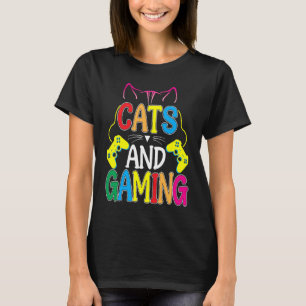 Katter Och Spel För Katt-spelaren Video Game Play T Shirt