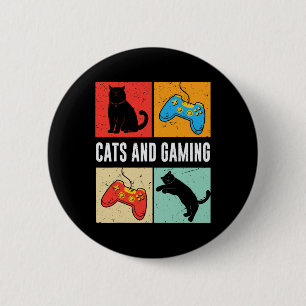 Katter och spel för kattälskaren gamer datorspel knapp