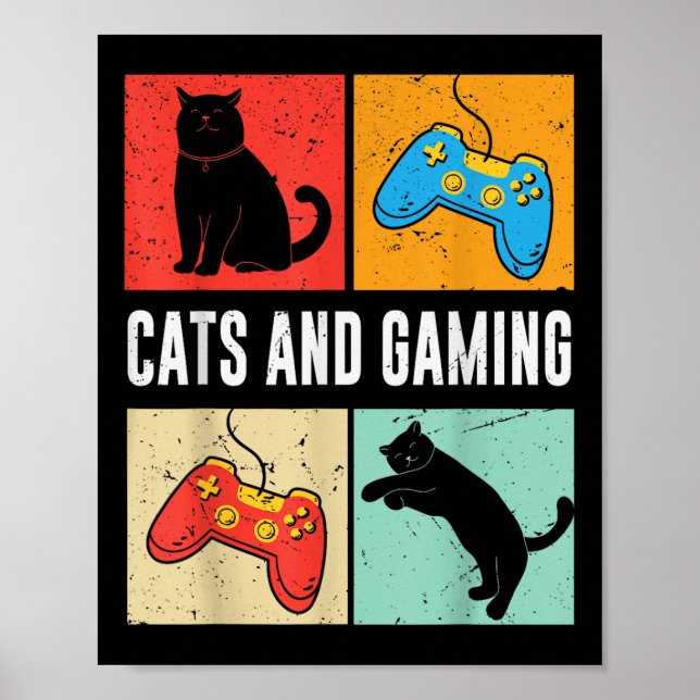 Katter och spel för TV-spel med överklockningsspel Poster (Framsidan)