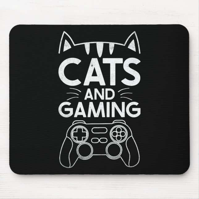 Katter Och Spel Rolig Kattälskare Spelpresent Spel Musmatta (Framsidan)