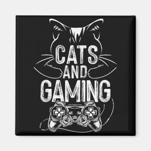 Katter Och Spelande Roligt För Spelare, Kattälskar Magnet