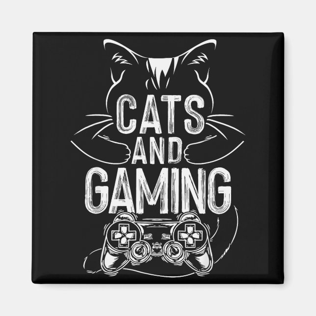Katter Och Spelande Roligt För Spelare, Kattälskar Magnet (Framsidan)