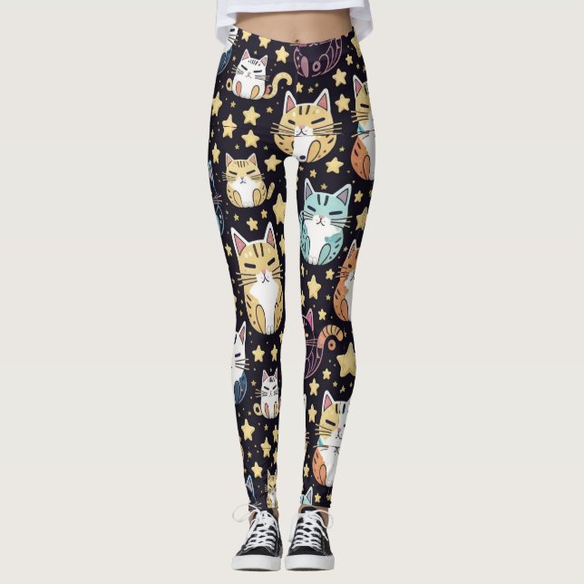 katter och stjärnor leggings (Framsida)
