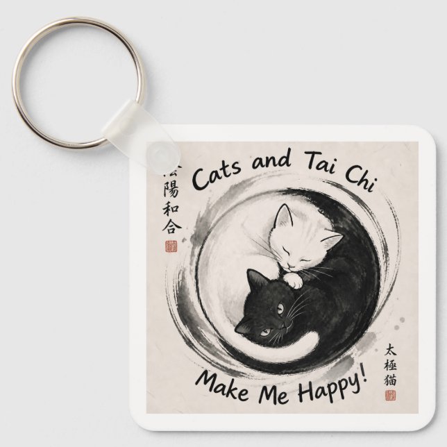 Katter och Tai Chi Nyckelring (Framsida)