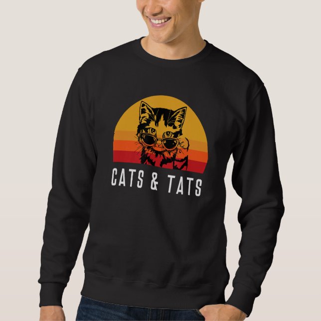 Katter och tatueringar Katt med Sunglasses Kitten  Lång Ärmad Tröja (Framsida)