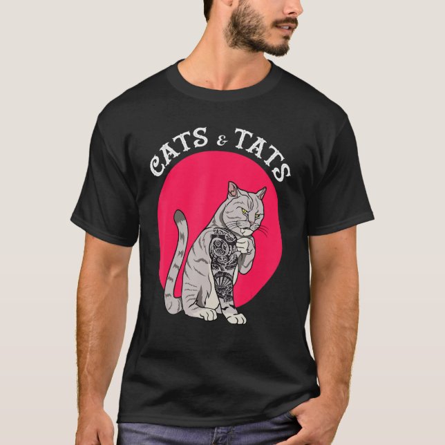 Katter och tatueringar T-T-T-T-T-T-T T Shirt (Framsida)