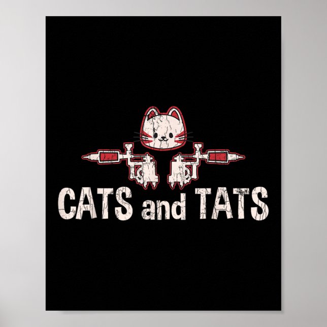 Katter och tatueringar - Tattoo Funny Gift Poster (Framsidan)