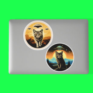 Katter och UFO Klistermärken