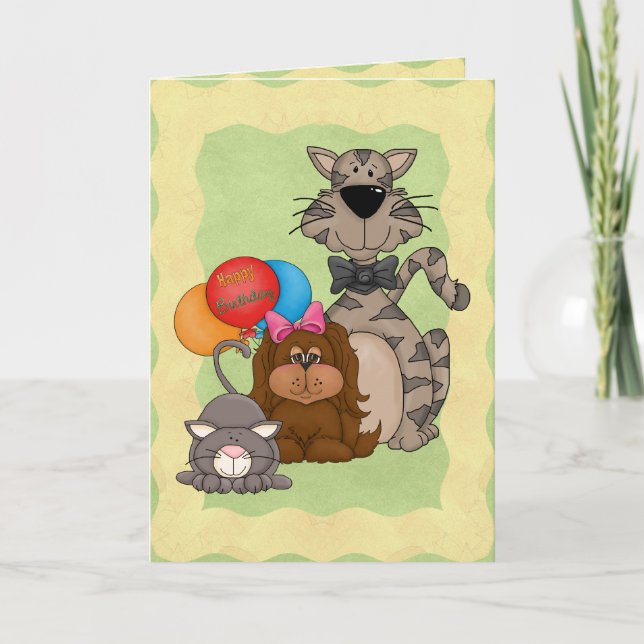 Katter och valpfödelsedag kort (Framsida)