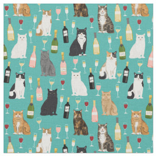 Katter och Vin-katt dam mönster Tyg