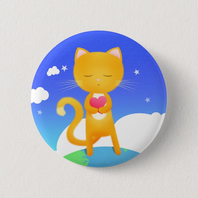 Katter önskar världsfred - klämma fast emblem knapp (Framsida)