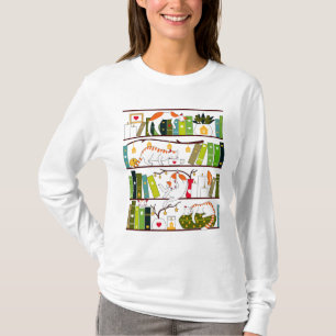 Katter på bokhyllor, katter och Älskare i Bok T Shirt