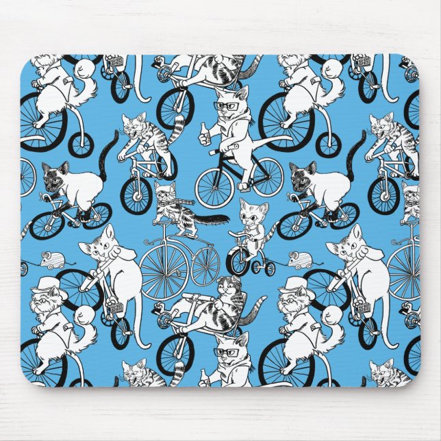 Katter på cykelmönster musmatta (Framsidan)